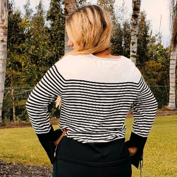 Chaps Colorblock Stripe Sweater black & white, XXL - Picture 3 of 16